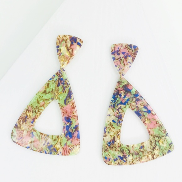 Triangle Drop Earrings in Pastel - Picture 1 of 8